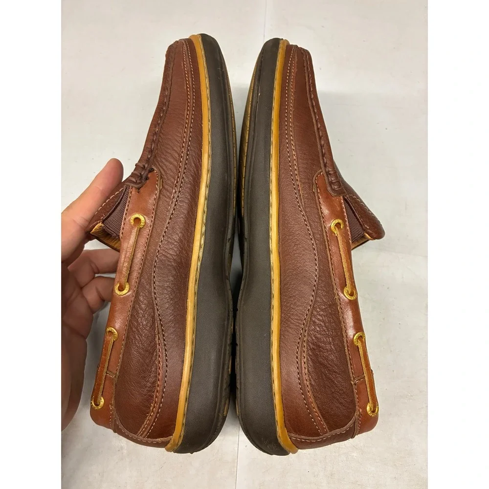 Tommy Bahama Rum Cay Slip On Loafers Mens 9.5 Brown Leather Driving Shoes Mocs
